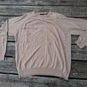State Ments Sweater Adult Size L Beige Tan Cashmere Silk Blend Pullover Mens